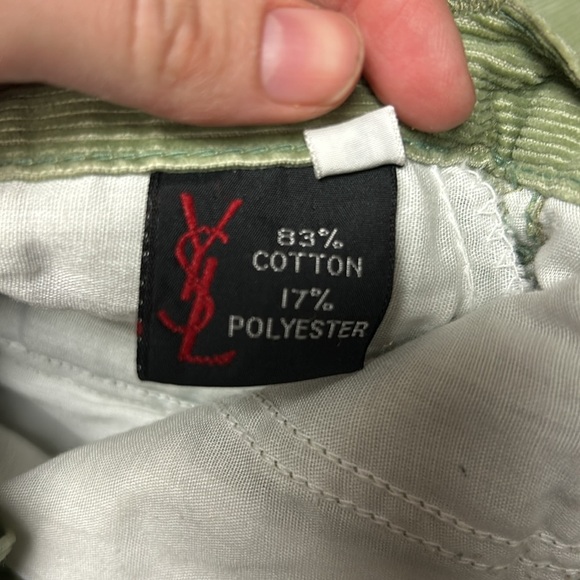 VTG Yves Saint Laurent green bootcut corduroy pants flap pocket high rise 27 - Picture 9 of 11